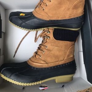 Tommy Hilfiger Duck Boots Navy/Tan Sz 9
